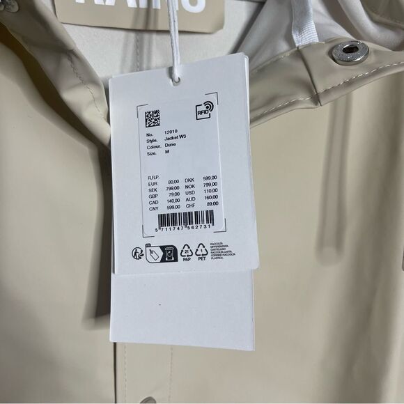 RAINS NWT SNAP FRONT RAIN JACKET MEDIUM - Picture 8 of 10